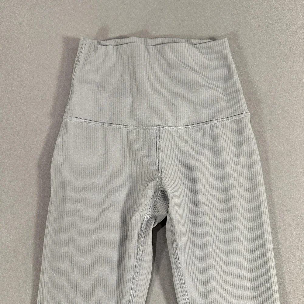 Lululemon Leggings Womens 0 Gray High Rise Ankle Ribbed Nylon Spandex Yoga Gym